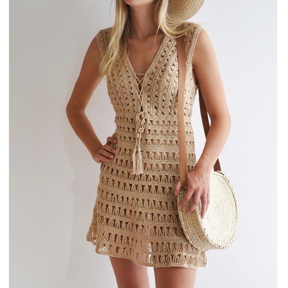 anna kosturova Dresses & Skirts - NWOT Anna Kosturova Handmade Crochet Dress size S